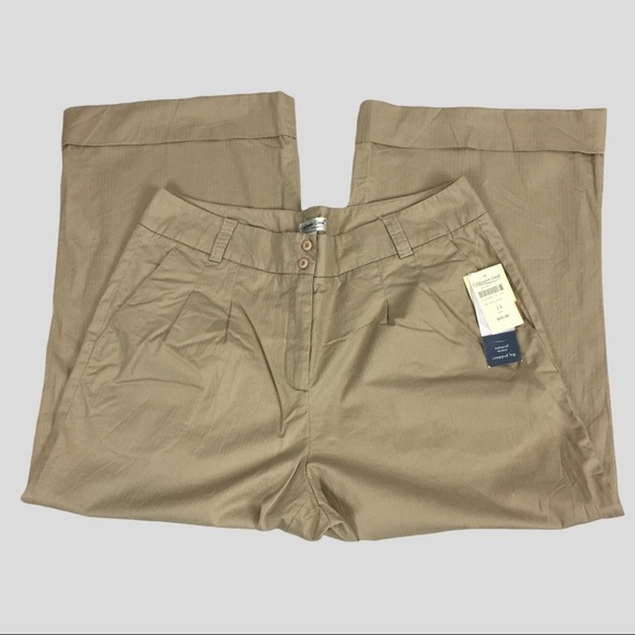 Coldwater Creek NWT Cuffed Pants Womens 14 Beige Pleated Cropped Leg - Picture 2 of 13